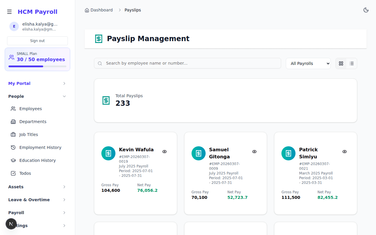 HR Analytics dashboard with charts